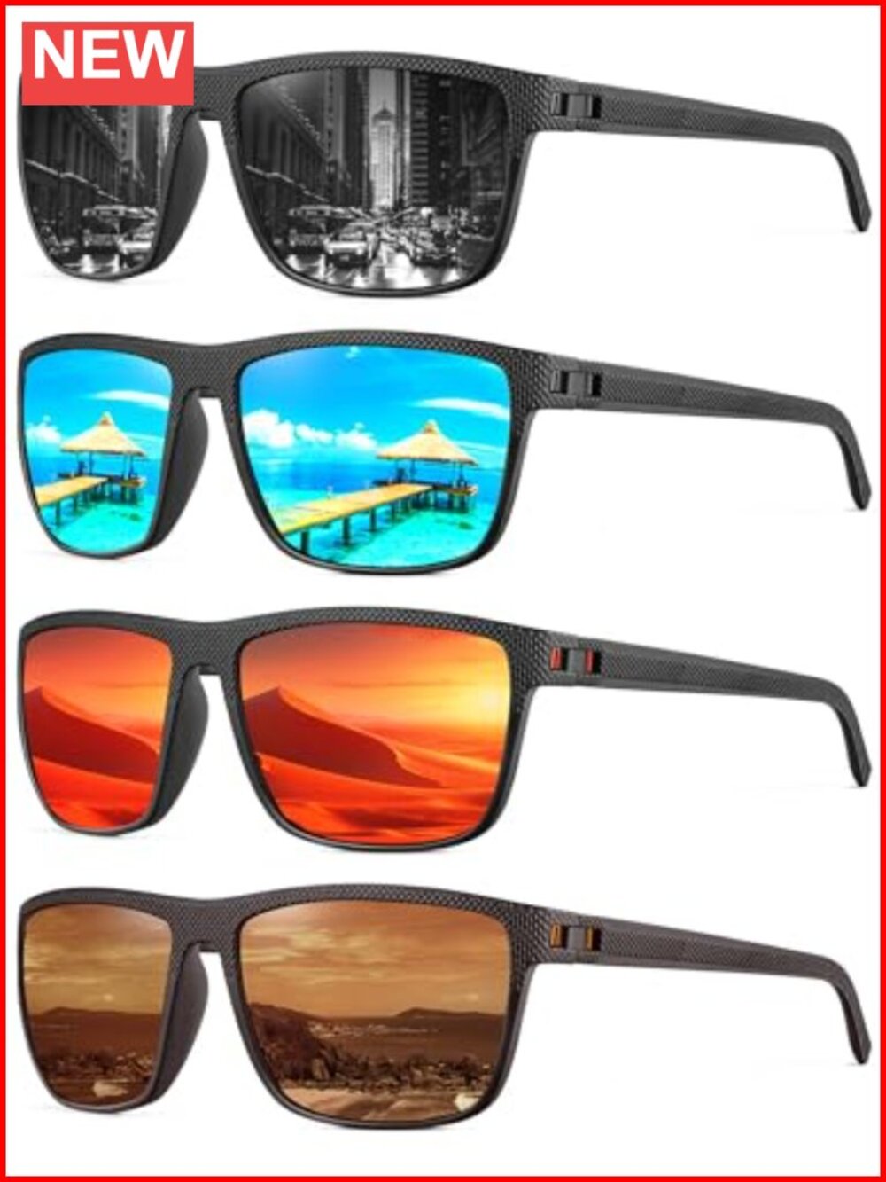 Polarized Sunglasses UV400 Protection Driving Fishing Golf 4 Pack